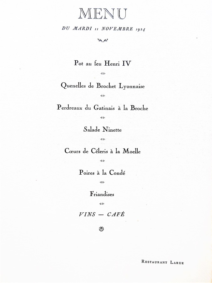 larue menu 1924